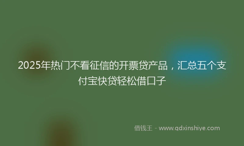 2025年热门不看征信的开票贷产品，汇总五个支付宝快贷轻松借口子