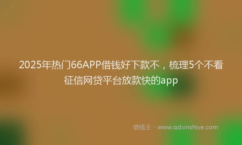 2025年热门66APP借钱好下款不，梳理5个不看征信网贷平台放款快的app