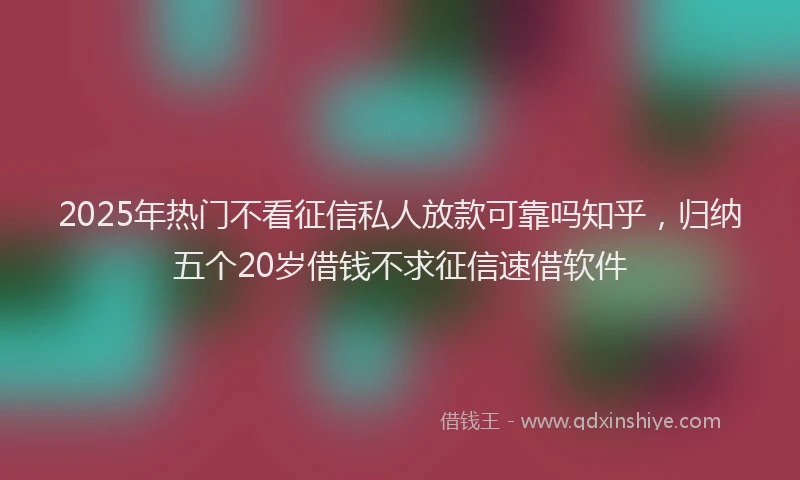 2025年热门不看征信私人放款可靠吗知乎，归纳五个20岁借钱不求征信速借软件