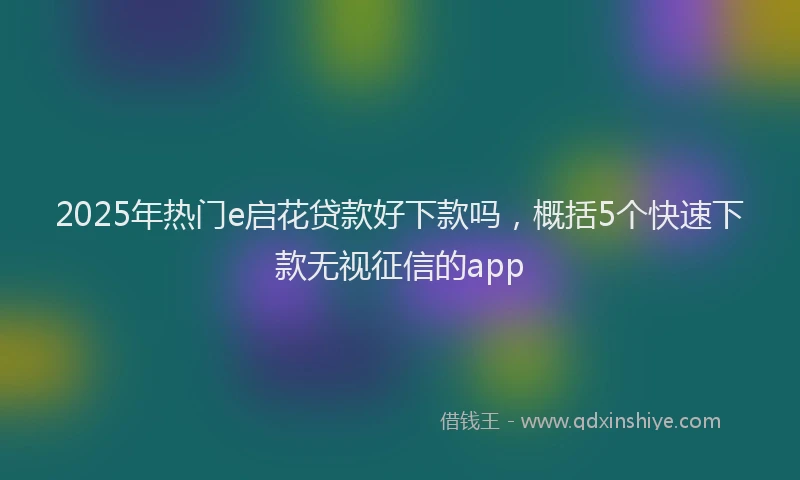 2025年热门e启花贷款好下款吗，概括5个快速下款无视征信的app