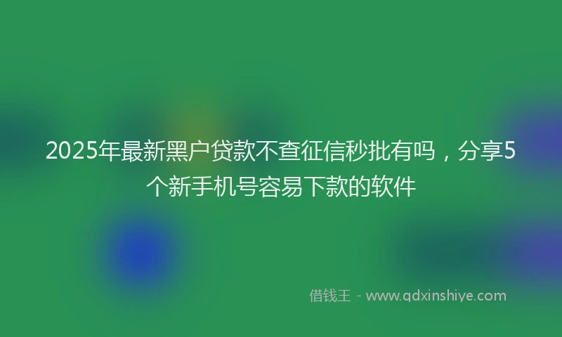 2025年最新黑户贷款不查征信秒批有吗，分享5个新手机号容易下款的软件