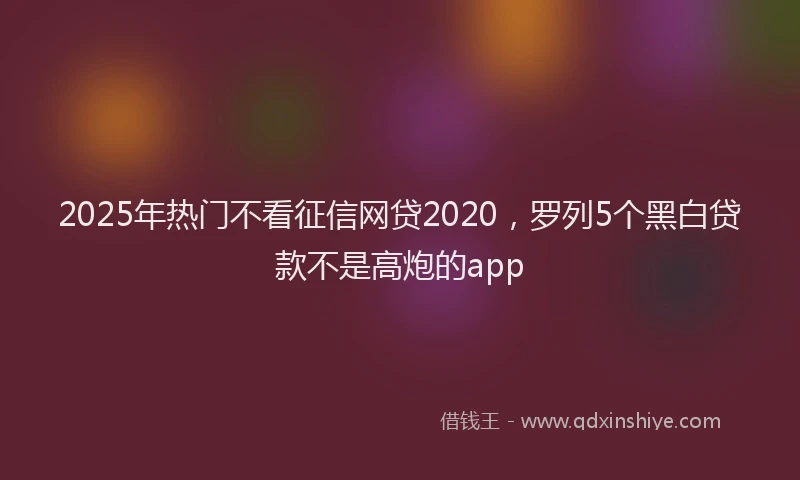 2025年热门不看征信网贷2020，罗列5个黑白贷款不是高炮的app