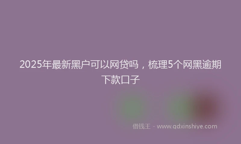 2025年最新黑户可以网贷吗，梳理5个网黑逾期下款口子