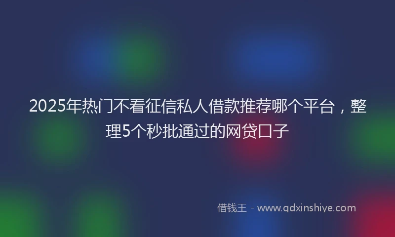 2025年热门不看征信私人借款推荐哪个平台，整理5个秒批通过的网贷口子
