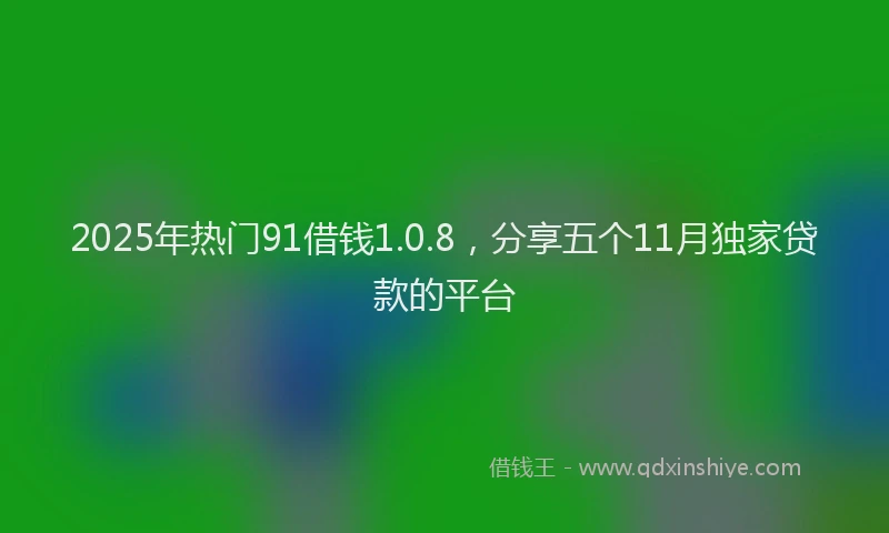 2025年热门91借钱1.0.8，分享五个11月独家贷款的平台