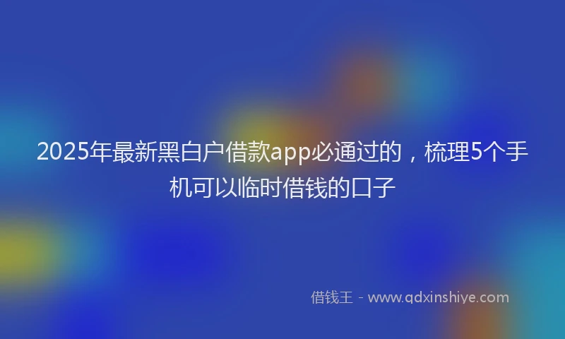 2025年最新黑白户借款app必通过的，梳理5个手机可以临时借钱的口子