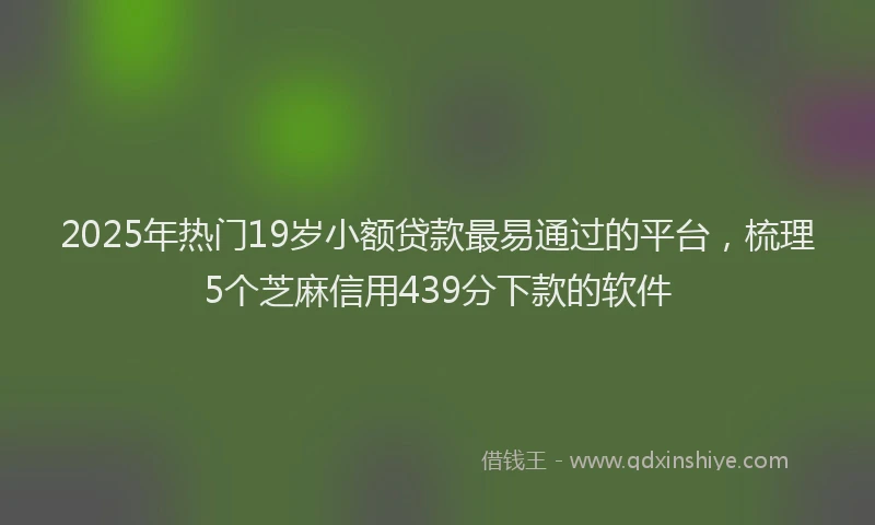 2025年热门19岁小额贷款最易通过的平台，梳理5个芝麻信用439分下款的软件