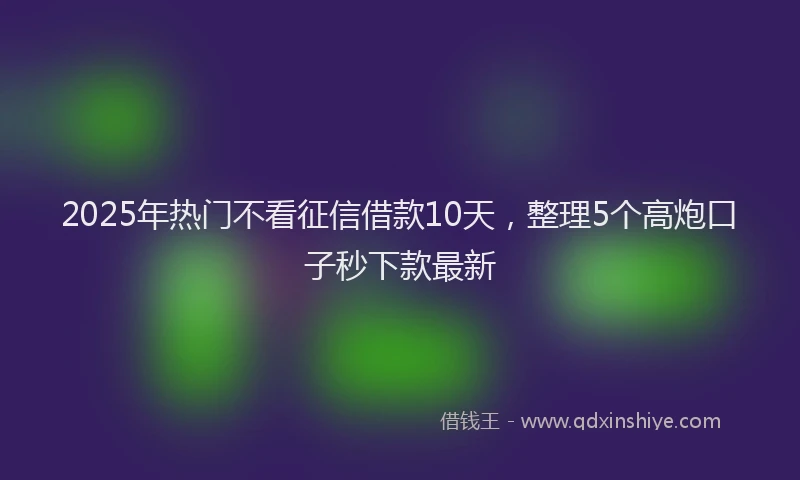 2025年热门不看征信借款10天，整理5个高炮口子秒下款最新