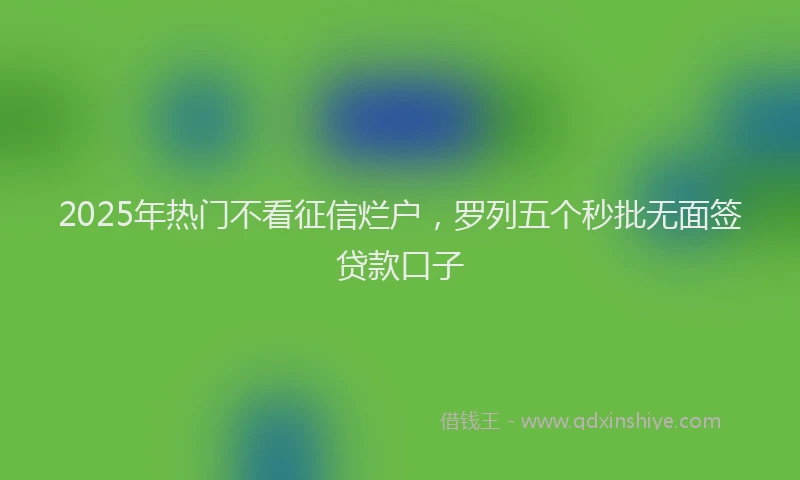 2025年热门不看征信烂户，罗列五个秒批无面签贷款口子
