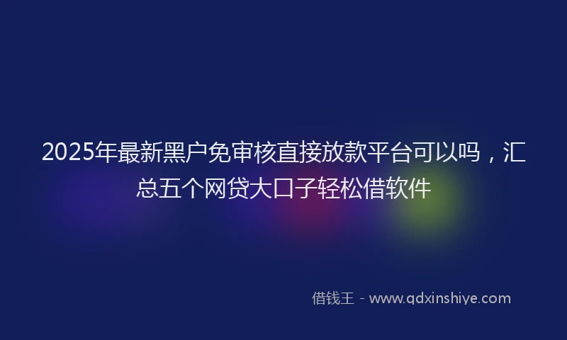 2025年最新黑户免审核直接放款平台可以吗，汇总五个网贷大口子轻松借软件