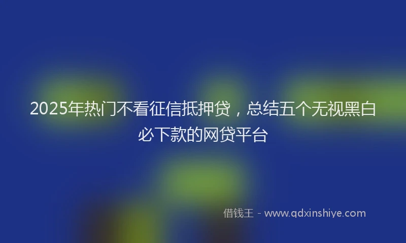 2025年热门不看征信抵押贷，总结五个无视黑白必下款的网贷平台