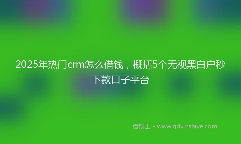 2025年热门crm怎么借钱，概括5个无视黑白户秒下款口子平台