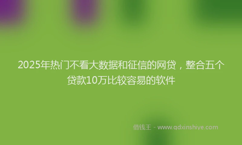 2025年热门不看大数据和征信的网贷，整合五个贷款10万比较容易的软件