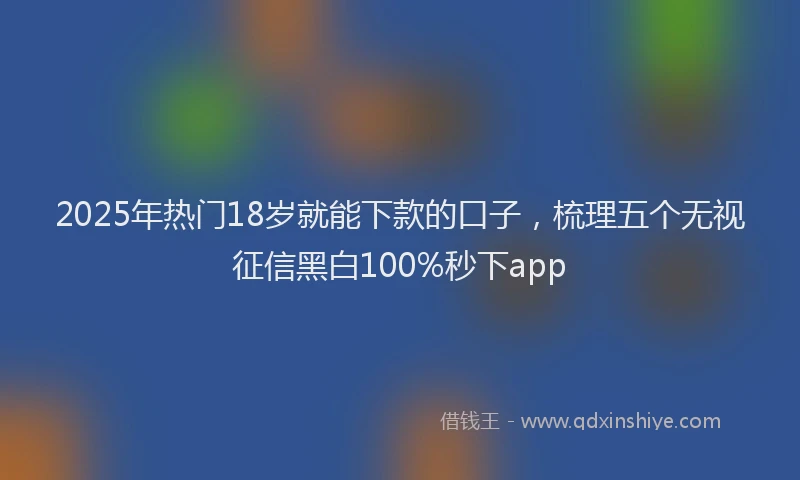 2025年热门18岁就能下款的口子，梳理五个无视征信黑白100%秒下app