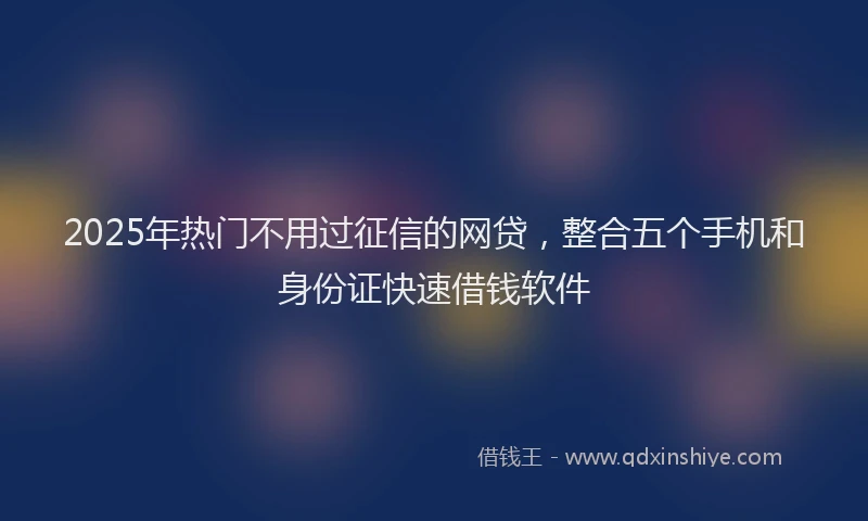 2025年热门不用过征信的网贷，整合五个手机和身份证快速借钱软件