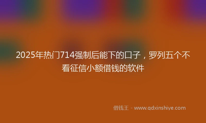 2025年热门714强制后能下的口子，罗列五个不看征信小额借钱的软件