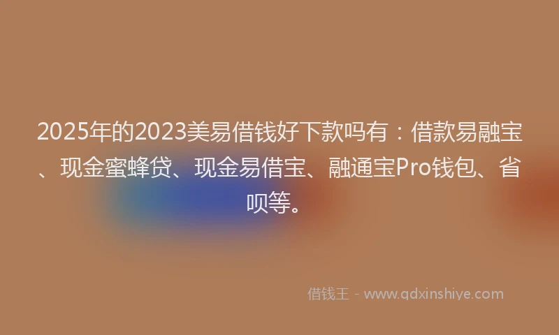 2025年的2023美易借钱好下款吗有：借款易融宝、现金蜜蜂贷、现金易借宝、融通宝Pro钱包、省呗等。