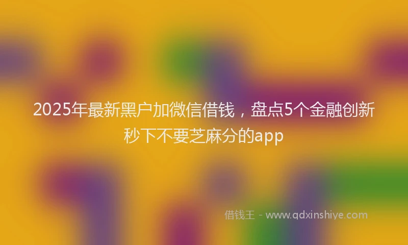 2025年最新黑户加微信借钱，盘点5个金融创新秒下不要芝麻分的app