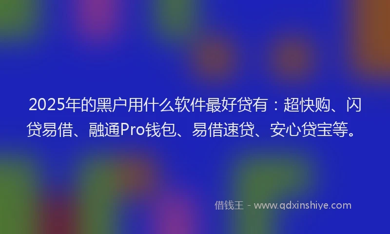 2025年的黑户用什么软件最好贷有：超快购、闪贷易借、融通Pro钱包、易借速贷、安心贷宝等。