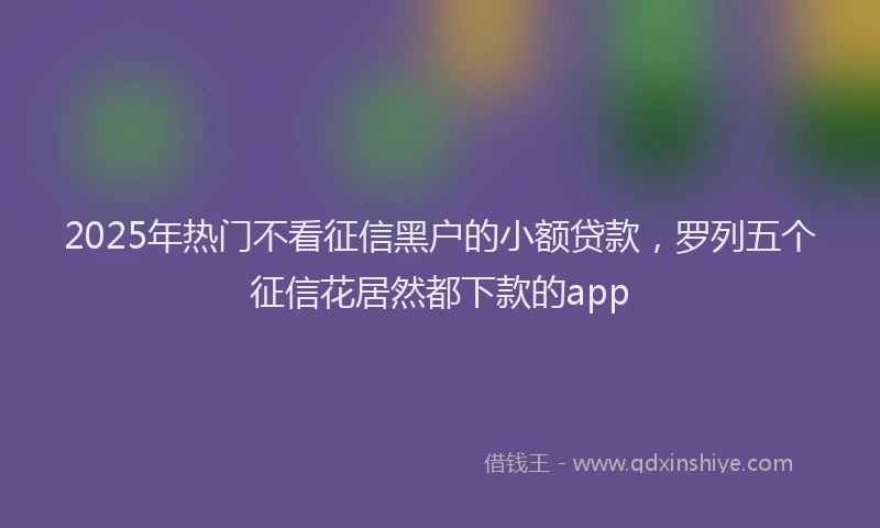 2025年热门不看征信黑户的小额贷款，罗列五个征信花居然都下款的app