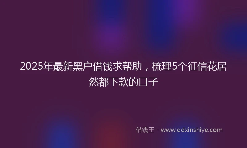 2025年最新黑户借钱求帮助，梳理5个征信花居然都下款的口子