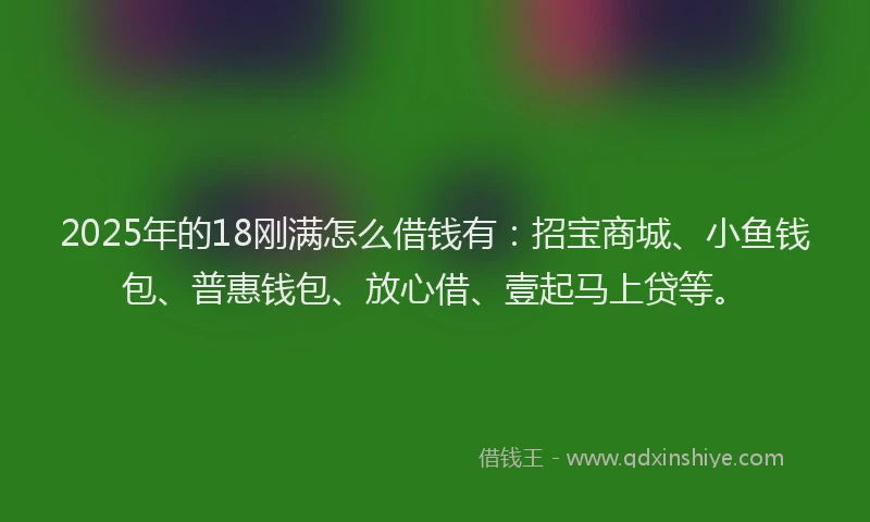 2025年的18刚满怎么借钱有：招宝商城、小鱼钱包、普惠钱包、放心借、壹起马上贷等。