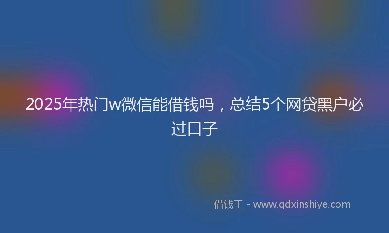 2025年热门w微信能借钱吗，总结5个网贷黑户必过口子