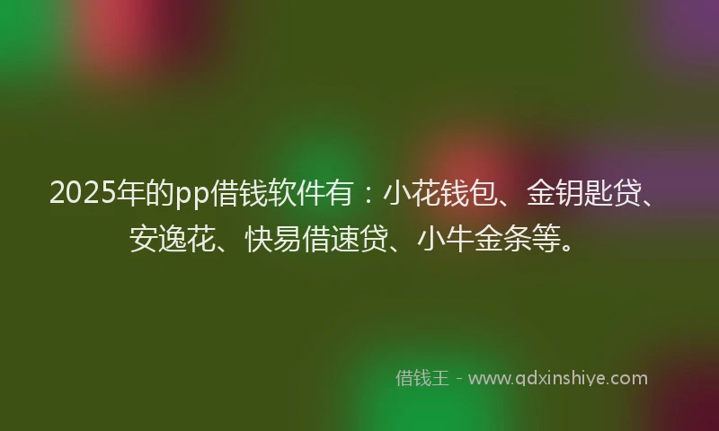2025年的pp借钱软件有：小花钱包、金钥匙贷、安逸花、快易借速贷、小牛金条等。