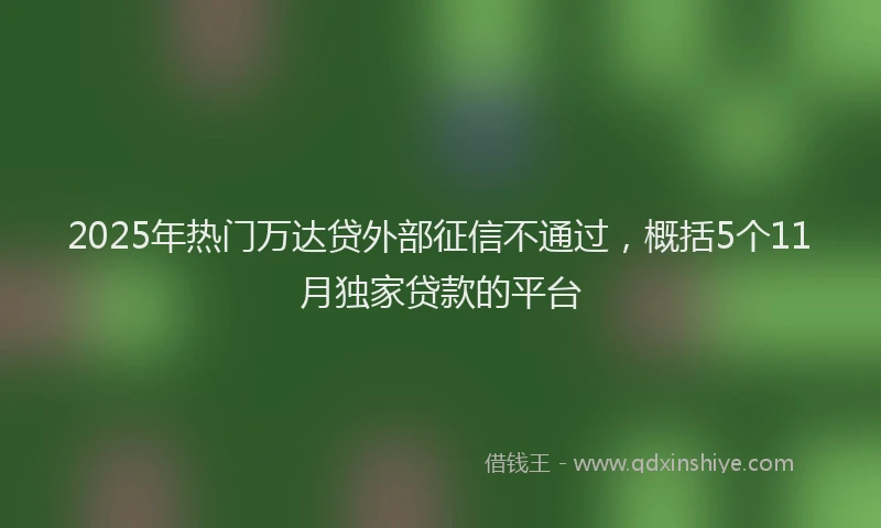 2025年热门万达贷外部征信不通过，概括5个11月独家贷款的平台