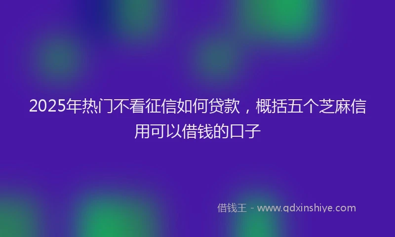 2025年热门不看征信如何贷款，概括五个芝麻信用可以借钱的口子