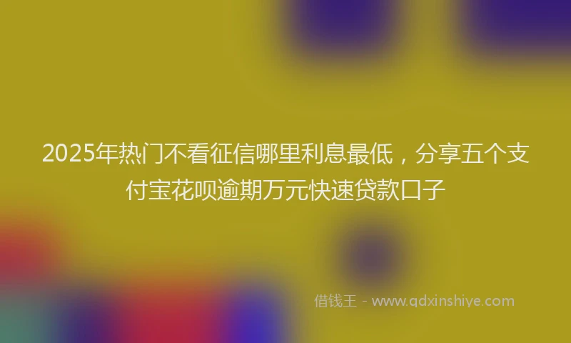 2025年热门不看征信哪里利息最低，分享五个支付宝花呗逾期万元快速贷款口子