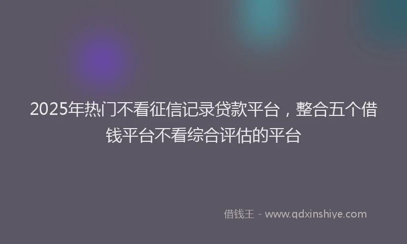 2025年热门不看征信记录贷款平台,整合五个借钱平台不看综合评估的平台