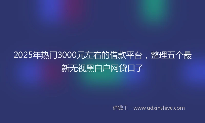 2025年热门3000元左右的借款平台，整理五个最新无视黑白户网贷口子