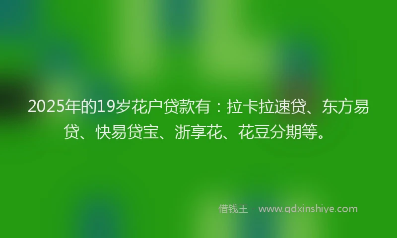 2025年的19岁花户贷款有：拉卡拉速贷、东方易贷、快易贷宝、浙享花、花豆分期等。