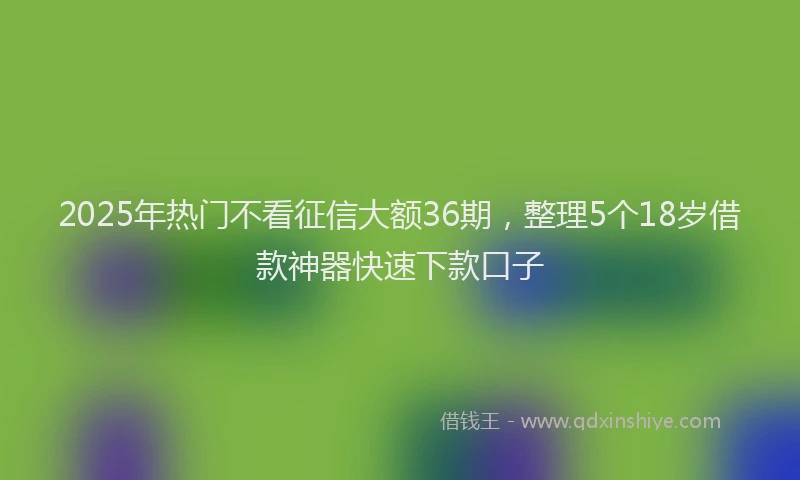 2025年热门不看征信大额36期，整理5个18岁借款神器快速下款口子