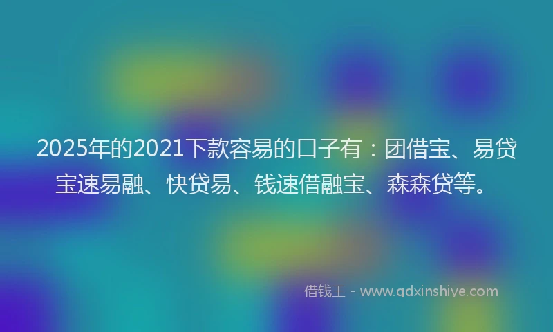 2025年的2021下款容易的口子有：团借宝、易贷宝速易融、快贷易、钱速借融宝、森森贷等。