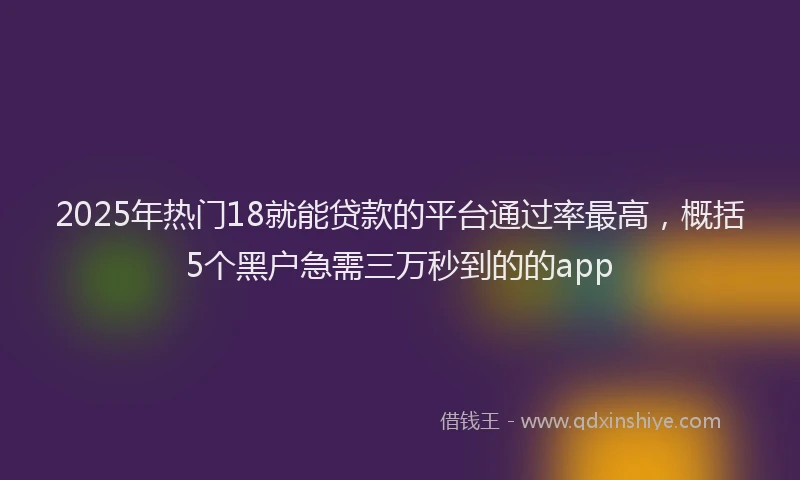 2025年热门18就能贷款的平台通过率最高，概括5个黑户急需三万秒到的的app