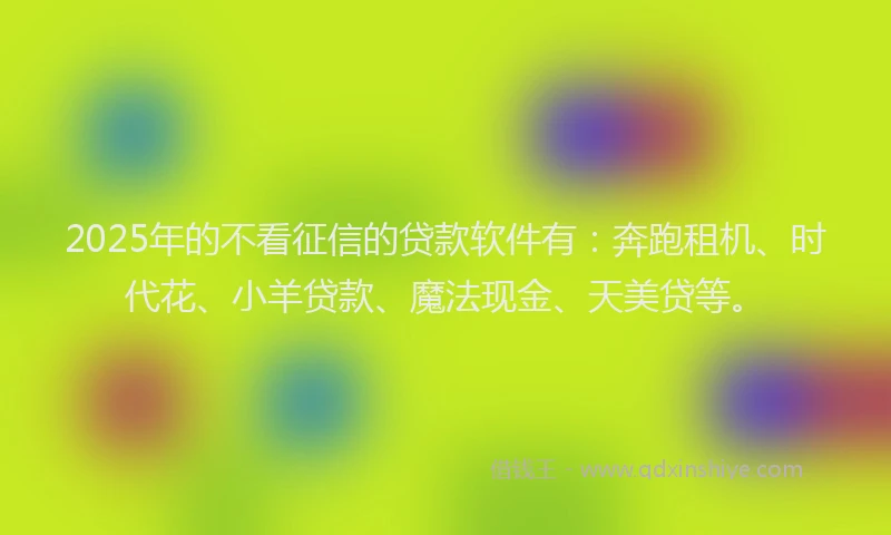 2025年的不看征信的贷款软件有：奔跑租机、时代花、小羊贷款、魔法现金、天美贷等。