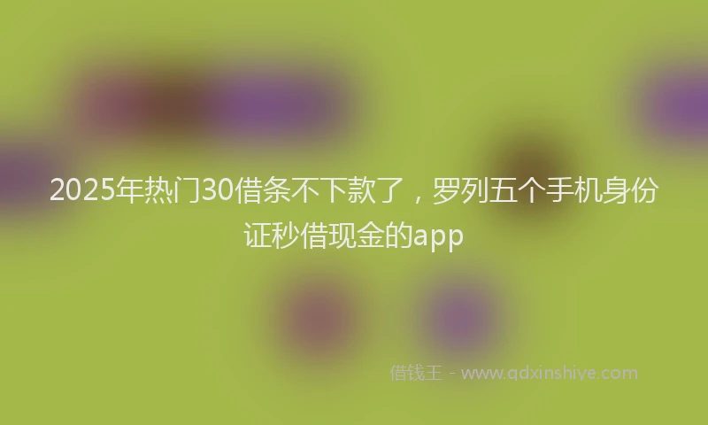 2025年热门30借条不下款了，罗列五个手机身份证秒借现金的app