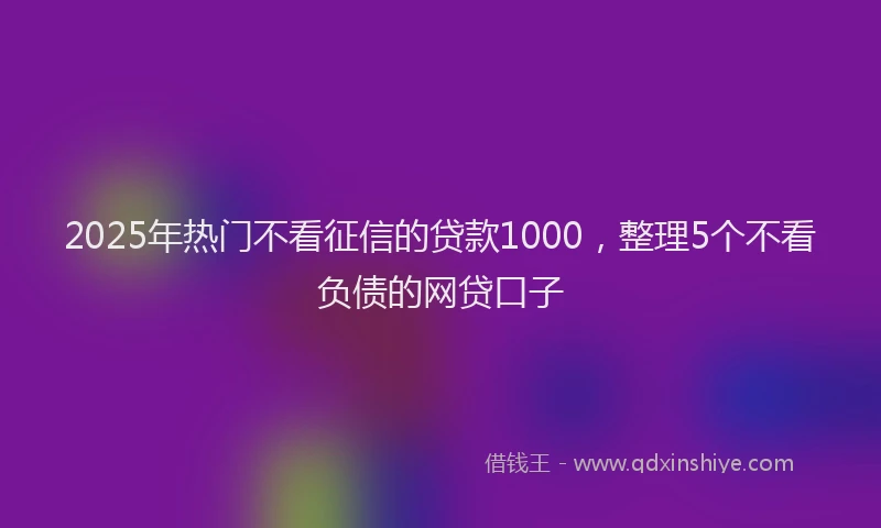2025年热门不看征信的贷款1000，整理5个不看负债的网贷口子