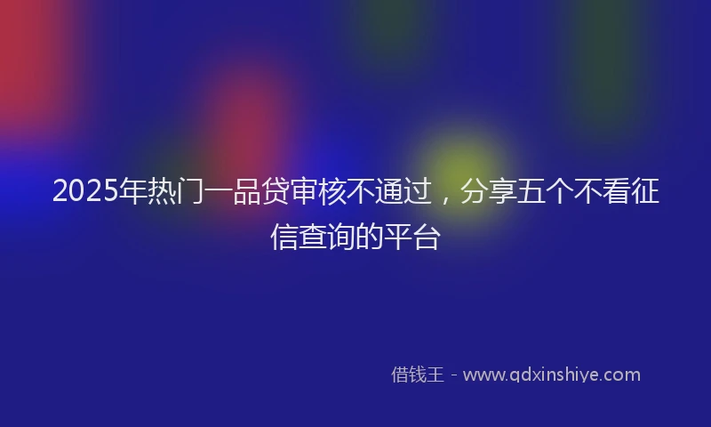2025年热门一品贷审核不通过，分享五个不看征信查询的平台