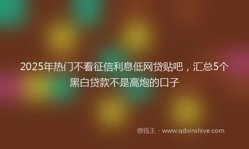 2025年热门不看征信利息低网贷贴吧，汇总5个黑白贷款不是高炮的口子