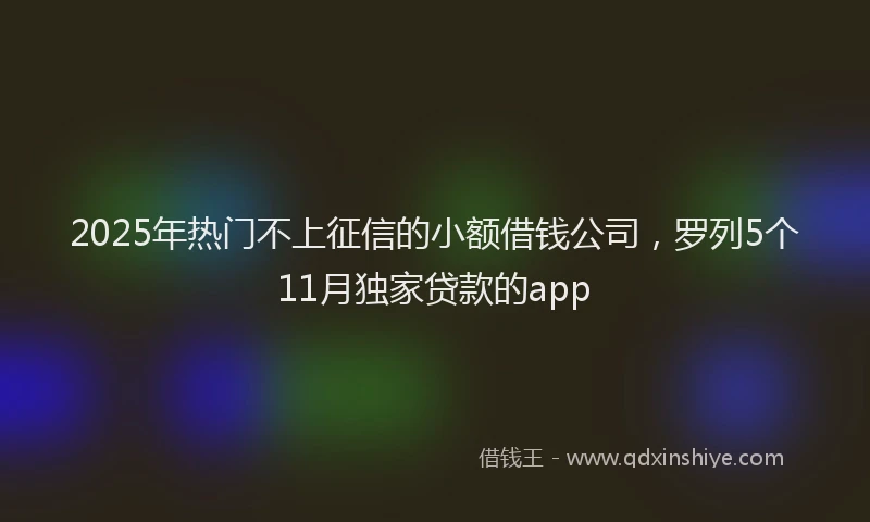 2025年热门不上征信的小额借钱公司,罗列5个11月独家贷款的app