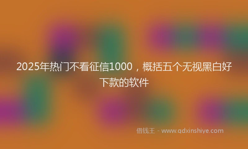 2025年热门不看征信1000，概括五个无视黑白好下款的软件
