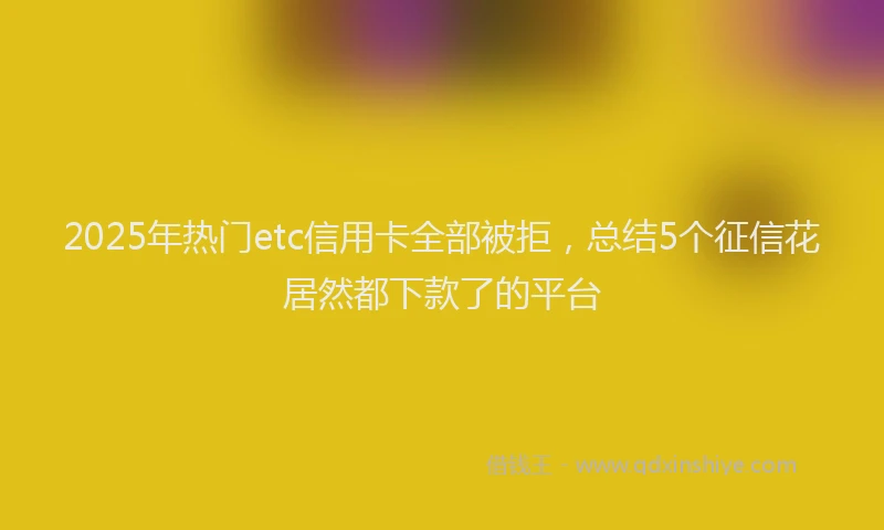 2025年热门etc信用卡全部被拒，总结5个征信花居然都下款了的平台