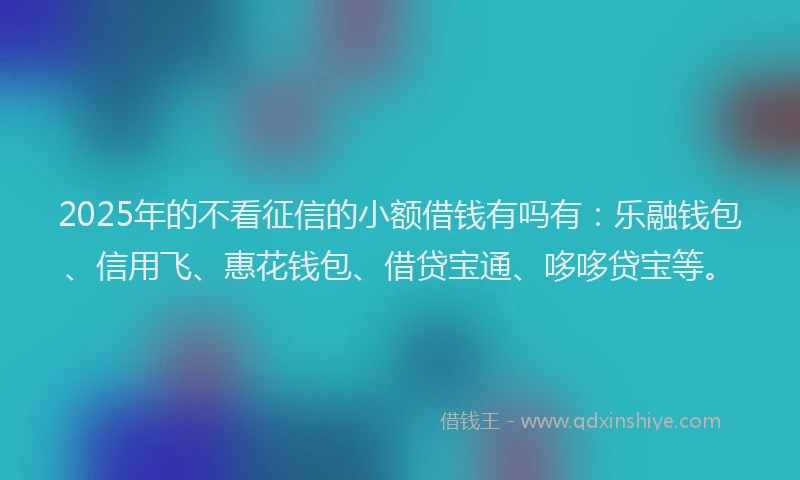 2025年的不看征信的小额借钱有吗有：乐融钱包、信用飞、惠花钱包、借贷宝通、哆哆贷宝等。