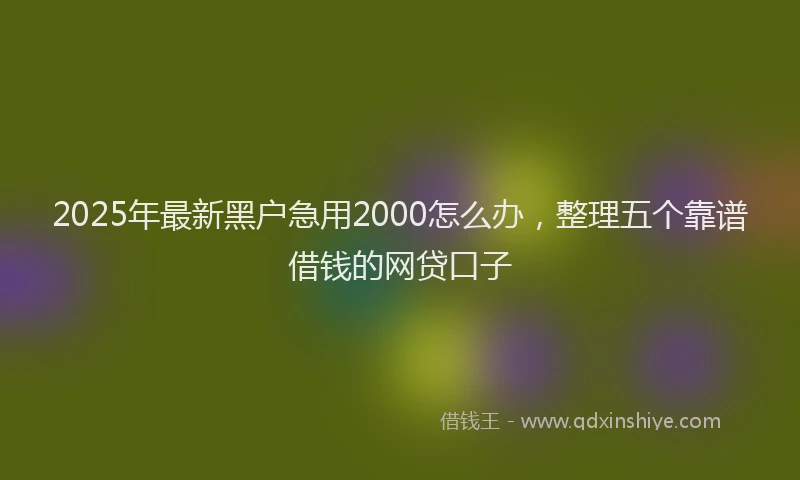 2025年最新黑户急用2000怎么办，整理五个靠谱借钱的网贷口子