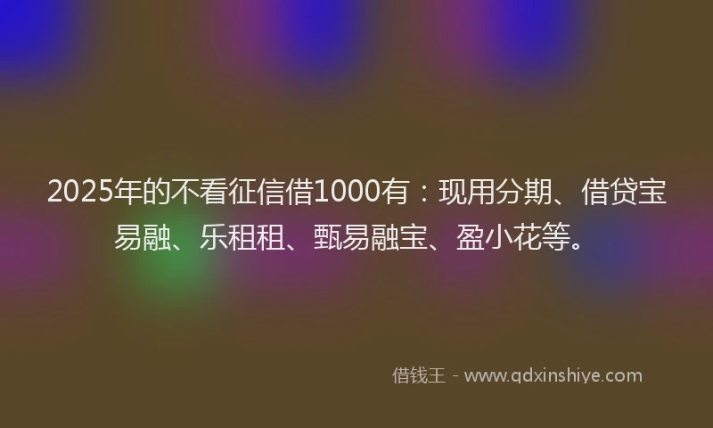 2025年的不看征信借1000有：现用分期、借贷宝易融、乐租租、甄易融宝、盈小花等。