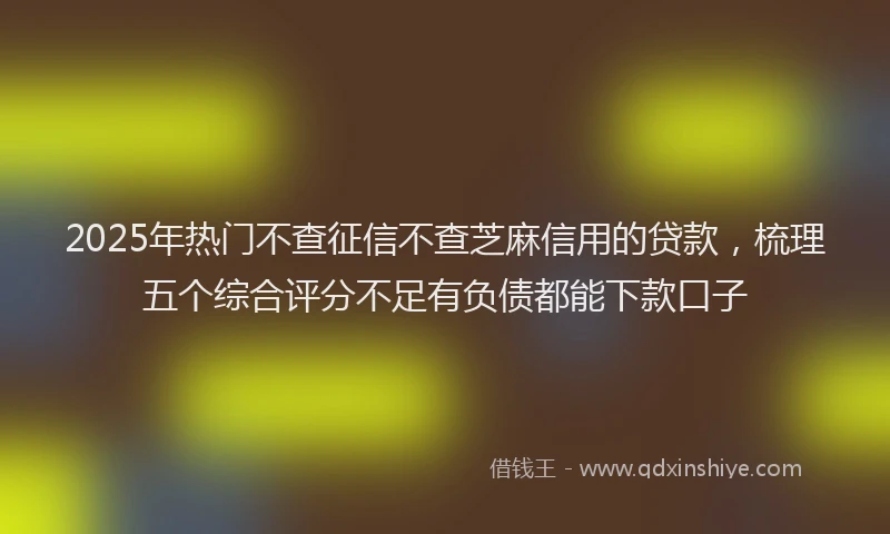 2025年热门不查征信不查芝麻信用的贷款，梳理五个综合评分不足有负债都能下款口子