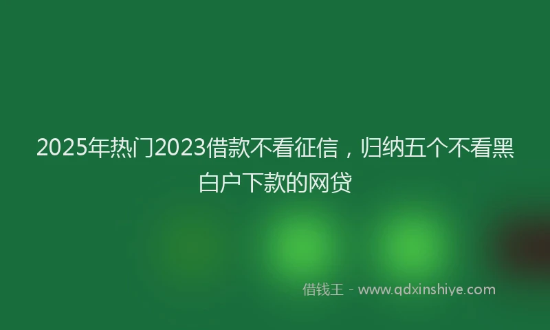 2025年热门2023借款不看征信，归纳五个不看黑白户下款的网贷